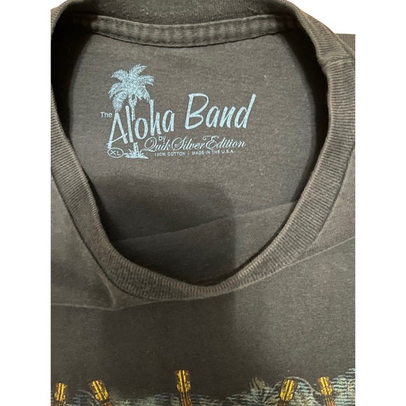 Quiksilver Edition Aloha Band Mens XL T-Shirt Navy Blue Ukulele Guitar Graphic - Picture 5 of 12